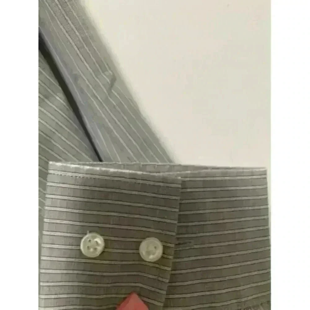 HUGO BOSS Long Sleeve Shirt Stretch Grey Striped Collar Dress Shirt 15 3/4 40 - Picture 11 of 12